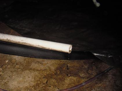 Condensation line dripping into crawlspace.