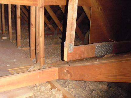 Attic truss that was cut.